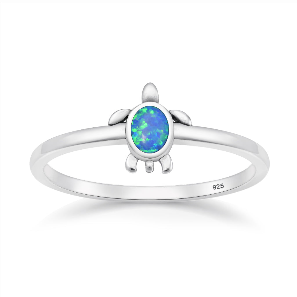 Silver Lab Opal Ring - Turtle