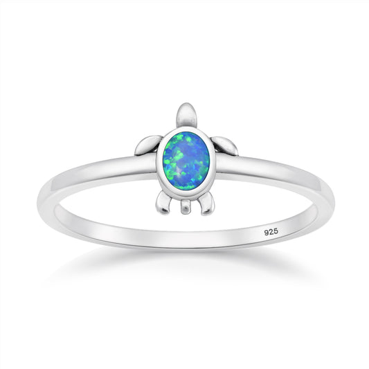 Silver Lab Opal Ring - Turtle