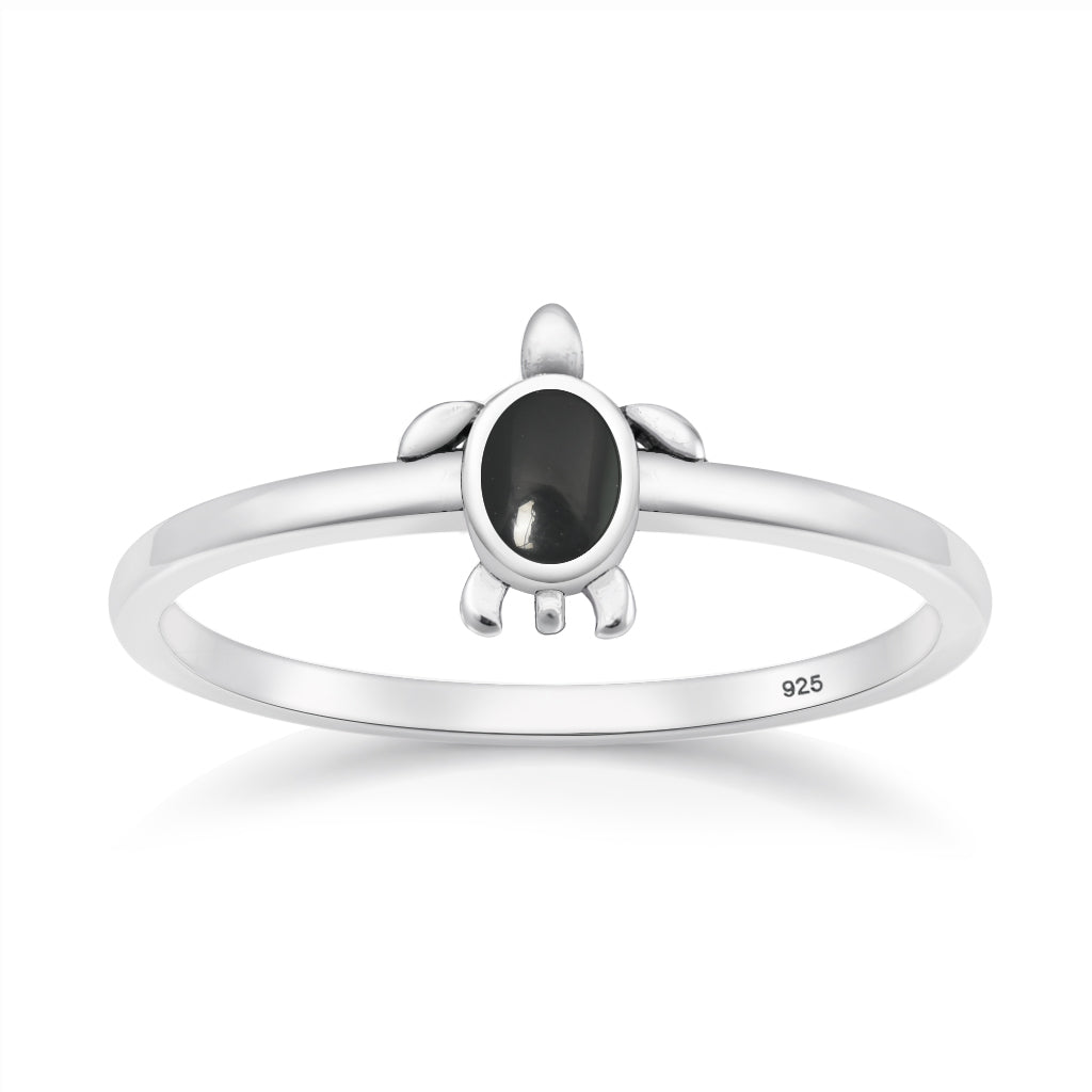 Silver Stone Ring - Turtle