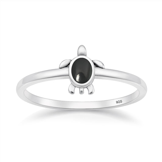 Silver Stone Ring - Turtle