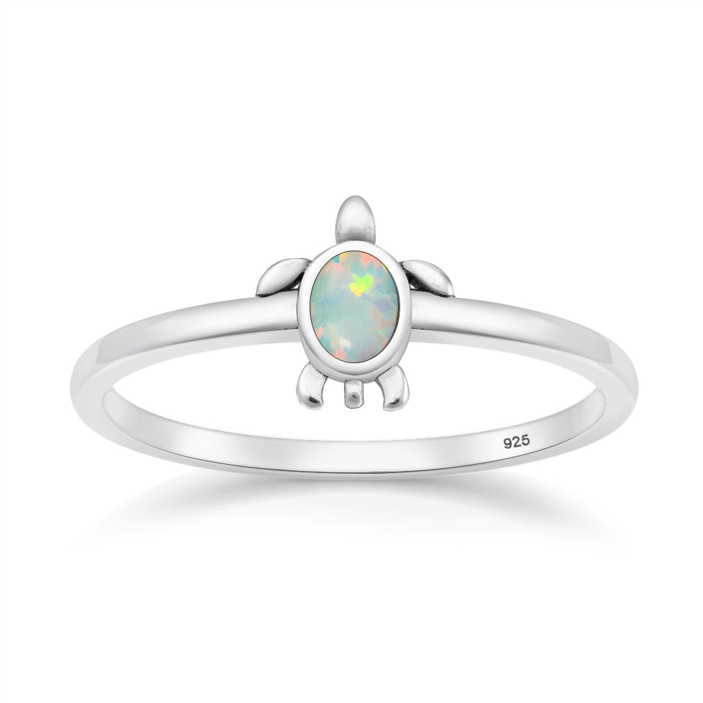 Silver Lab Opal Ring - Turtle
