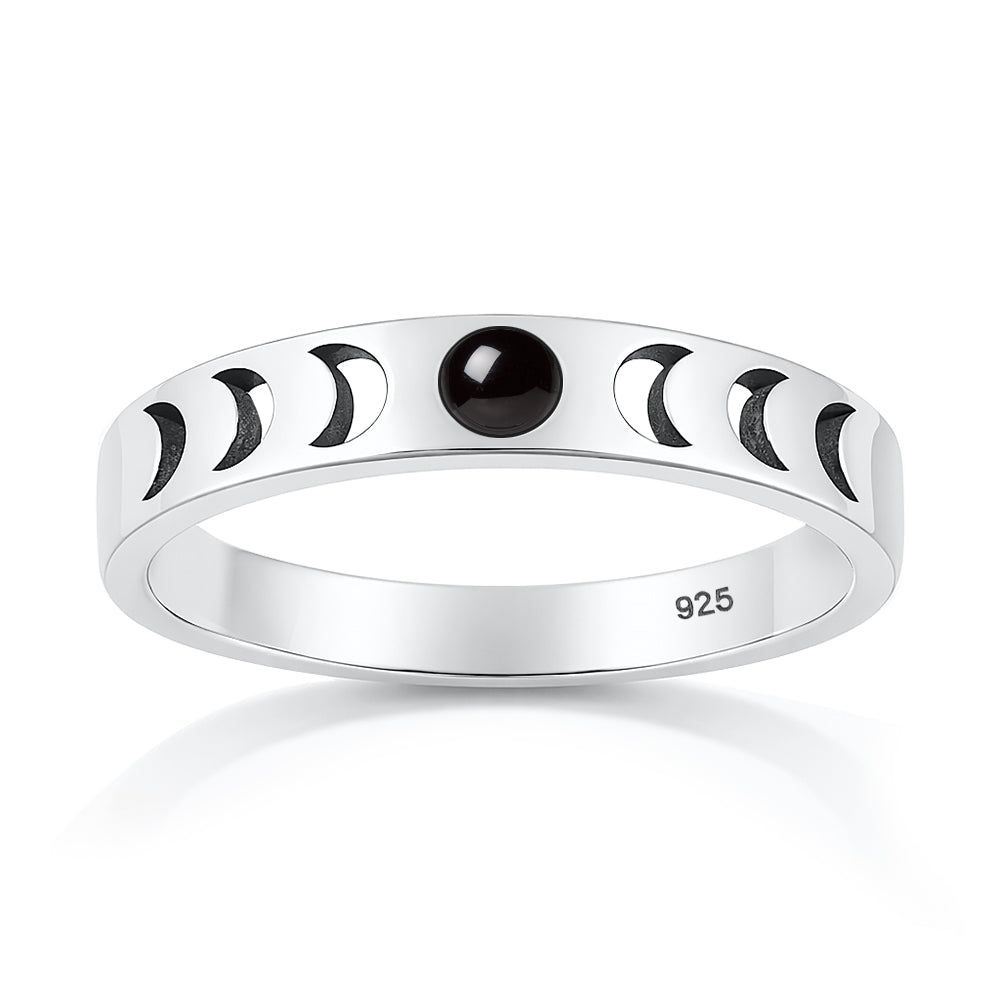 Silver Stone Ring -  Moon Phases