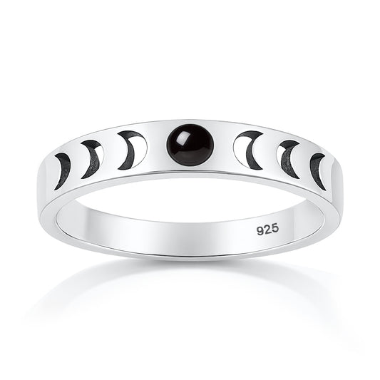 Silver Stone Ring -  Moon Phases