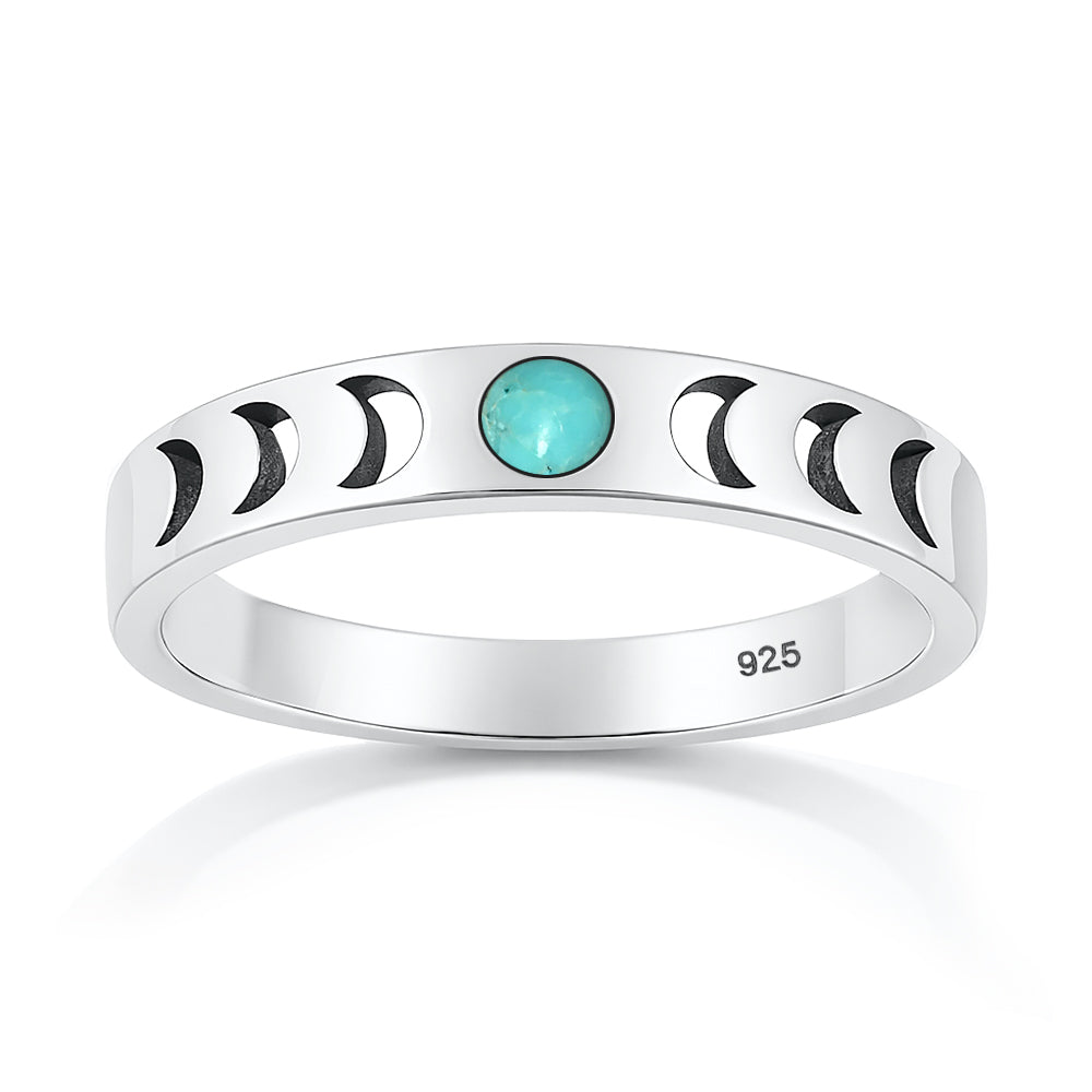 Silver Stone Ring -  Moon Phases