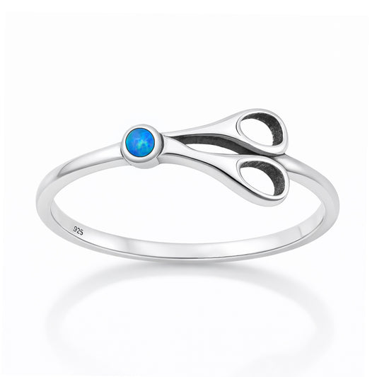 Silver Lab Opal Ring - Scissors