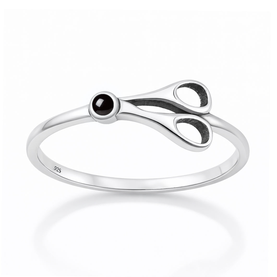 Silver Stone Ring - Scissors