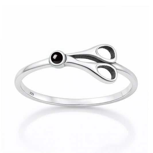 Silver Stone Ring - Scissors