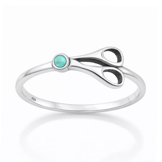 Silver Stone Ring - Scissors