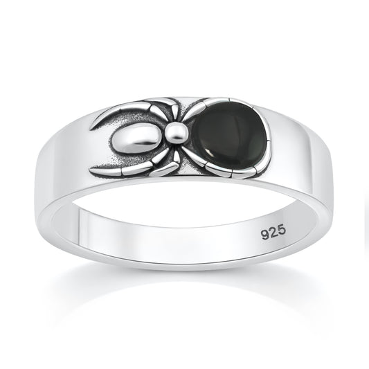 Silver Stone Ring - Spider