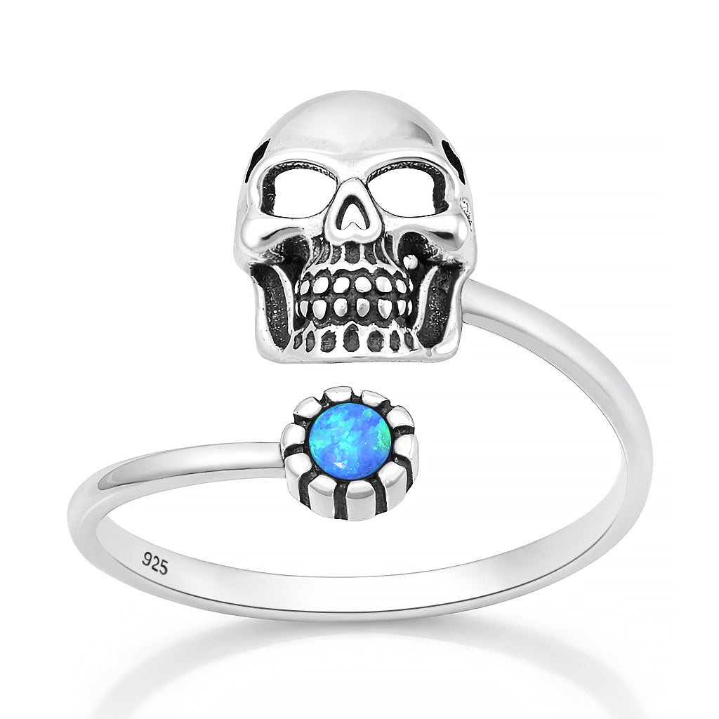 Silver Lab Opal Ring - Skull