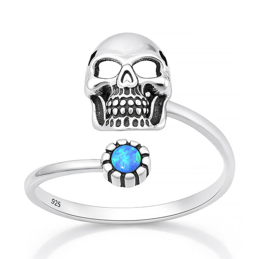 Silver Lab Opal Ring - Skull