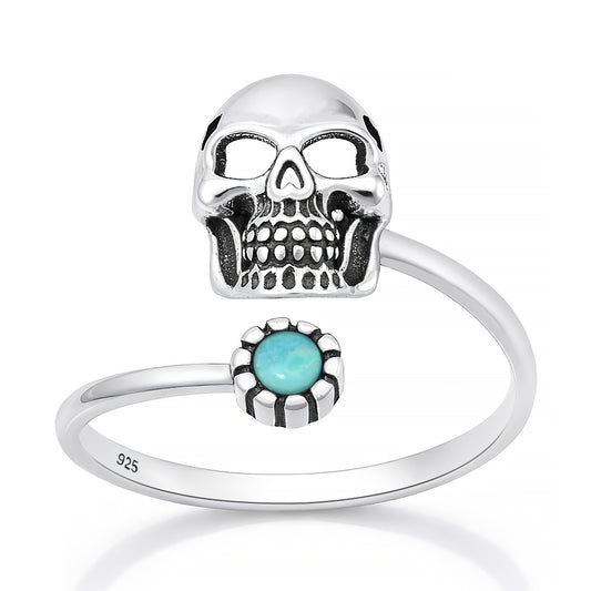 Silver Stone Ring - Skull