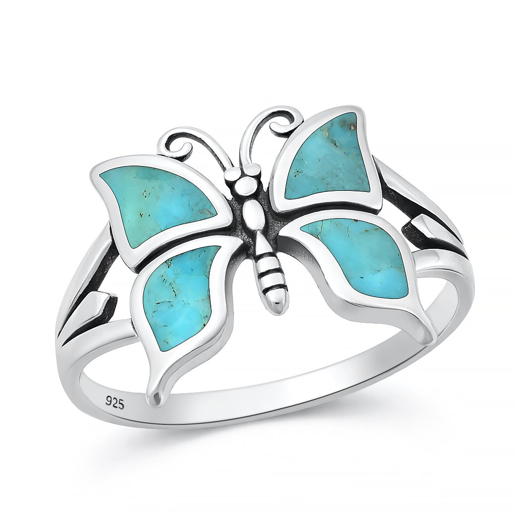 Silver Stone Ring - Butterfly