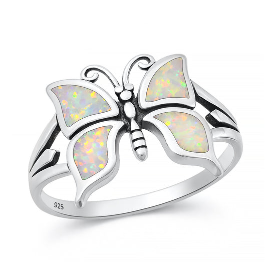 Silver Lab Opal Ring - Butterfly