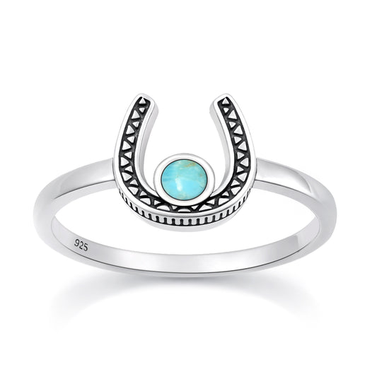 Silver Stone Ring - Horseshoe