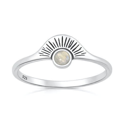 Silver Stone Ring - Sunburst