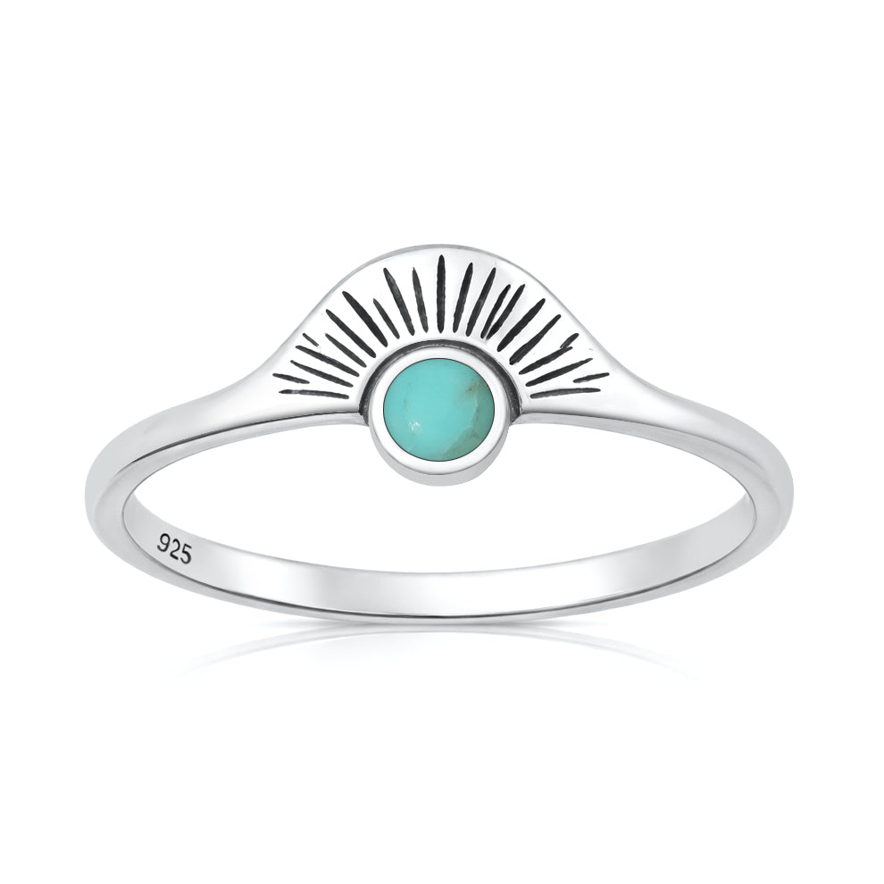 Silver Stone Ring - Sunburst