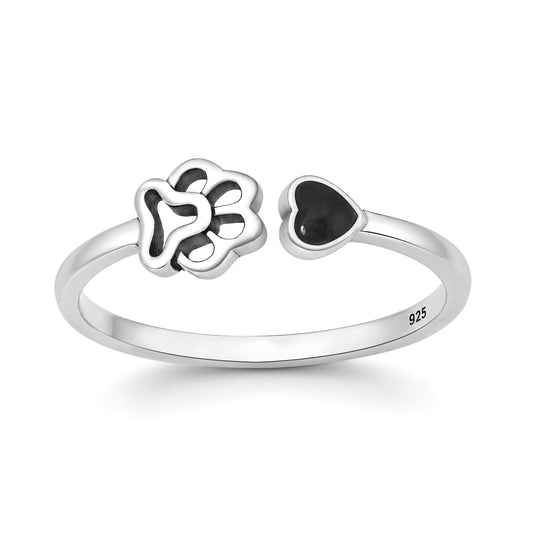 Silver Stone Ring - Paw Print