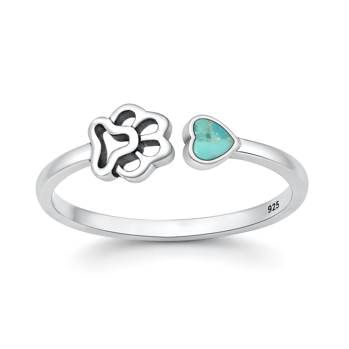 Silver Stone Ring - Paw Print