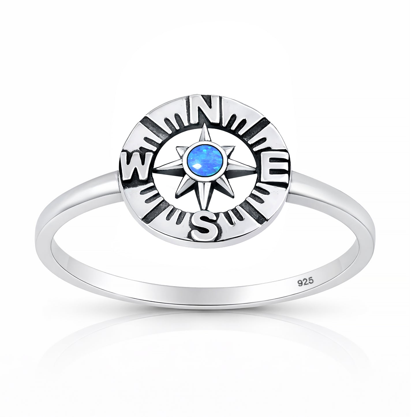 Silver Lab Opal Ring - Compass