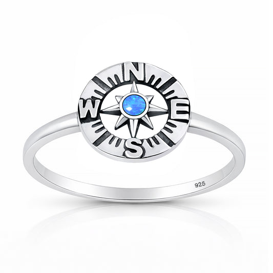 Silver Lab Opal Ring - Compass