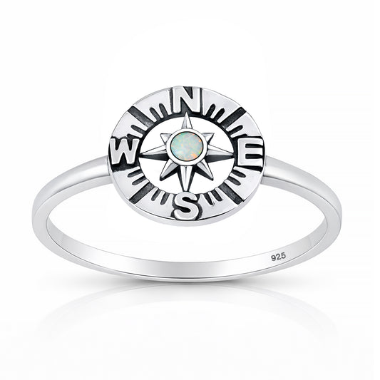 Silver Lab Opal Ring - Compass