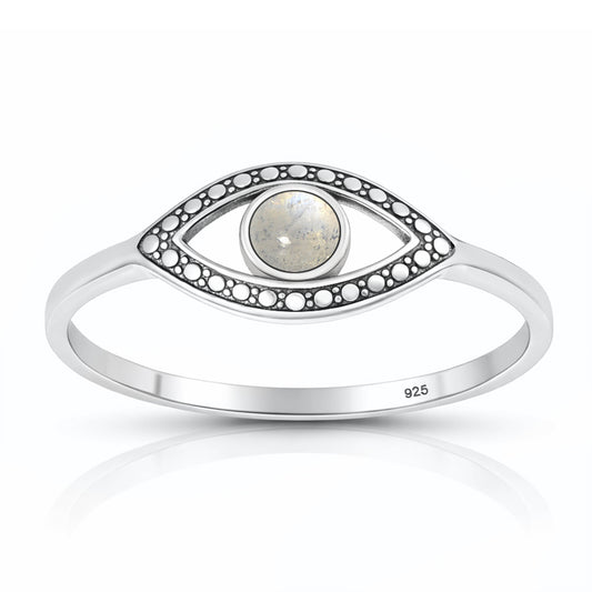Silver Stone Ring - Evil Eye