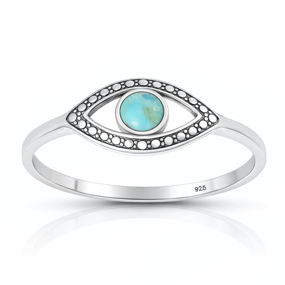 Silver Stone Ring - Evil Eye