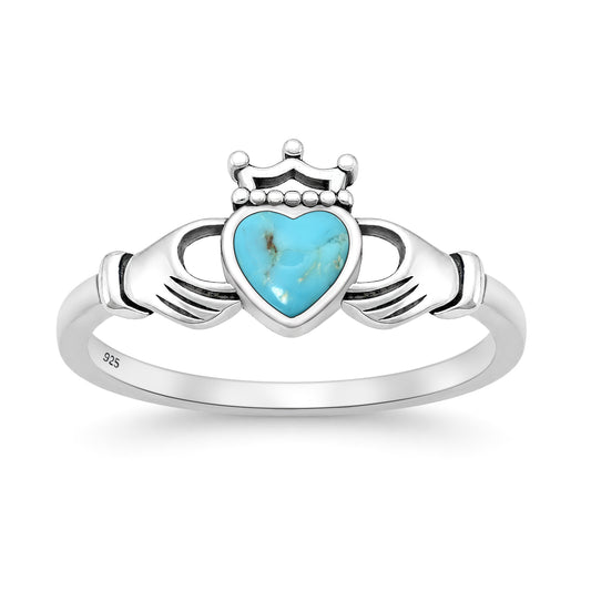 Silver Stone Ring - Claddagh