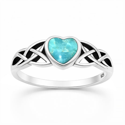 Silver Stone Ring - Celtic Heart