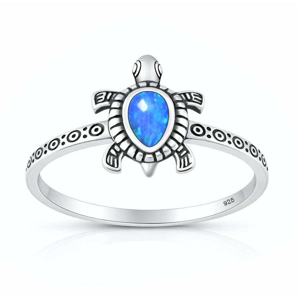 Silver Lab Opal Ring - Turtle