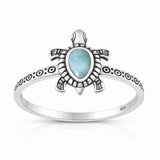 Silver Stone Ring - Turtle
