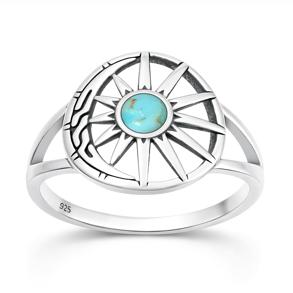 Silver Stone Ring - Sun & Moon