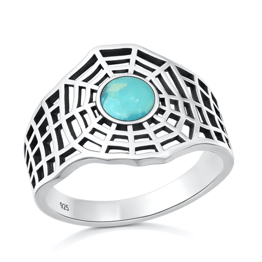 Silver Stone Ring - Spiderweb