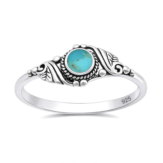 Silver Stone Ring - Leaves