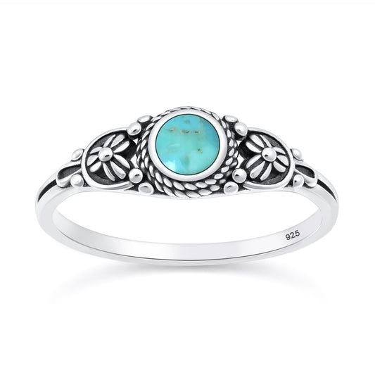 Silver Stone Ring - Floral