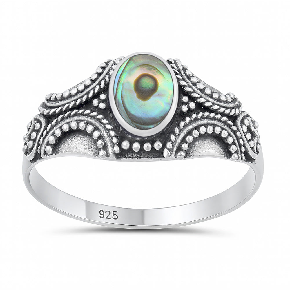 Silver Stone Ring - Bali Style