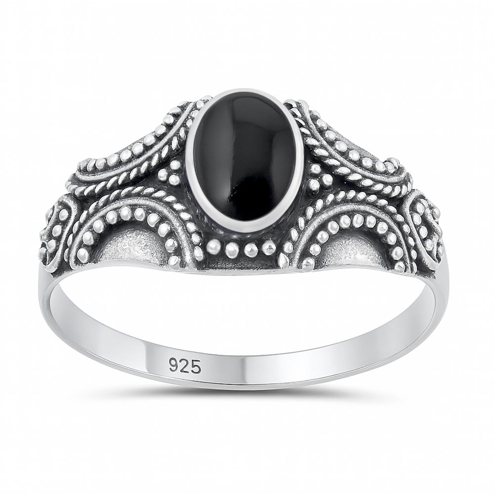 Silver Stone Ring - Bali Style