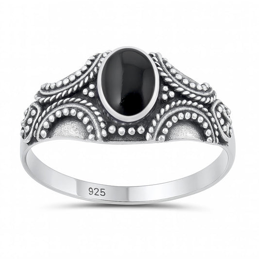 Silver Stone Ring - Bali Style