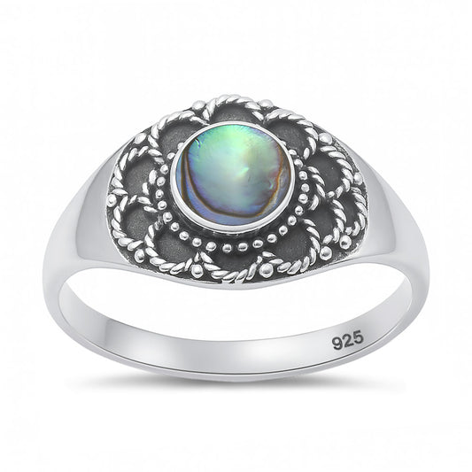 Silver Stone Ring - Bali Style