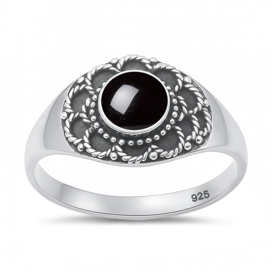 Silver Stone Ring - Bali Style