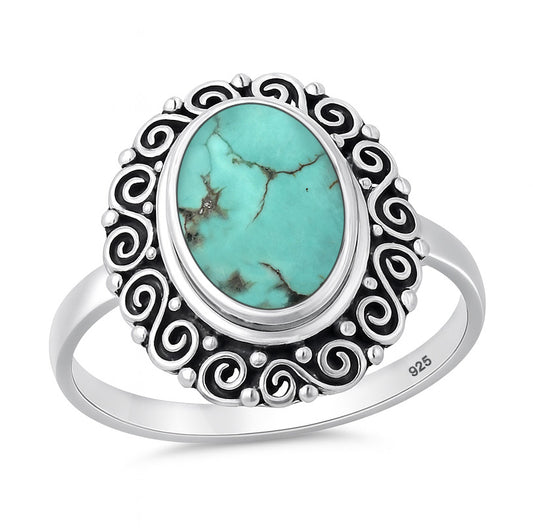 Silver Stone Ring - Bali Style