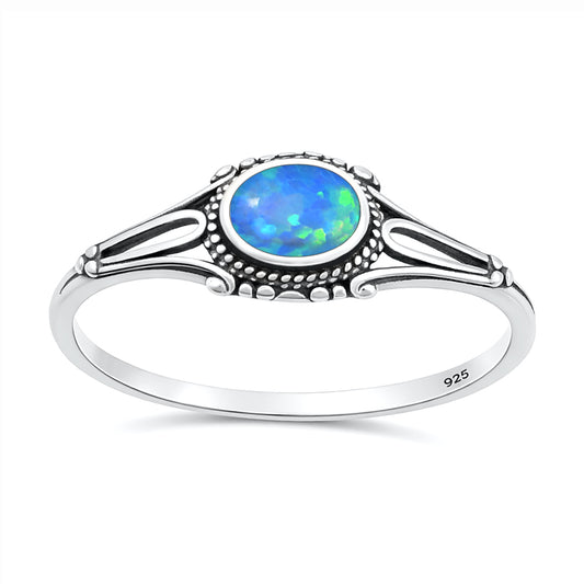 Silver Lab Opal Ring - Bali Style