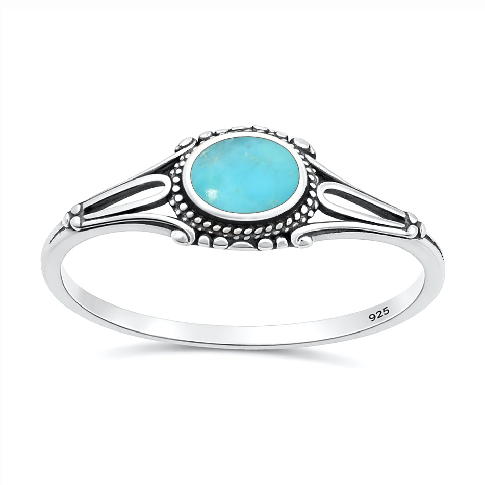RS131985-TQ Sterling Silver Turquoise Oval Ring Bali Style Beaded ...