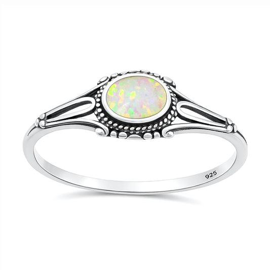 Silver Lab Opal Ring - Bali Style