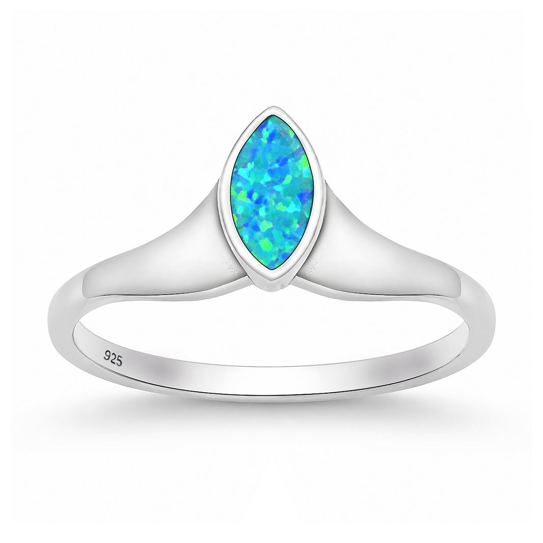 Silver Lab Opal Ring - Marquise
