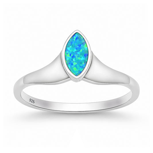 Silver Lab Opal Ring - Marquise
