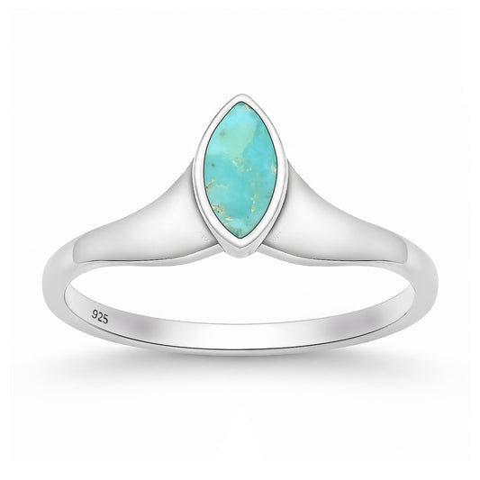 Silver Stone Ring - Marquise