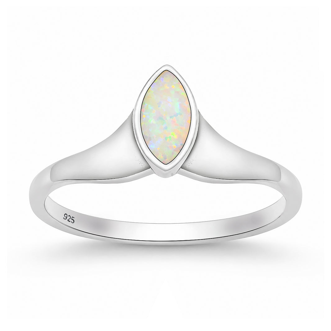 Silver Lab Opal Ring - Marquise