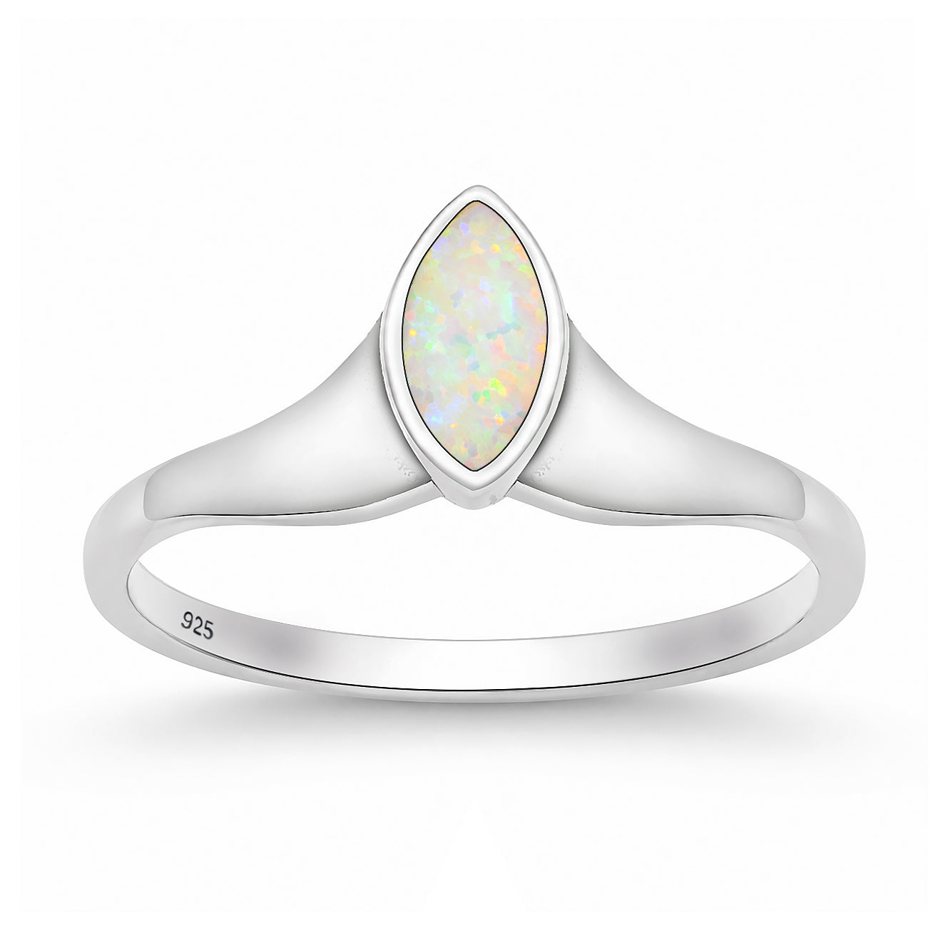Silver Lab Opal Ring - Marquise